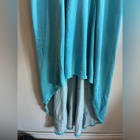 NWT RAFFI Cotton Sears Turquoise High Low Long Maxi Sleeveless Stretchy Dress - Picture 2 of 10